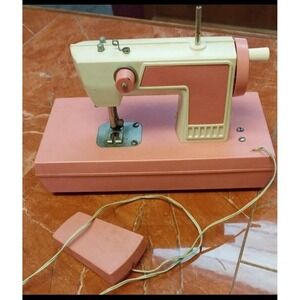 Vtg Pink Toy Sewing Machine Made in Japan Battery Operated w/ Pedal - Untested